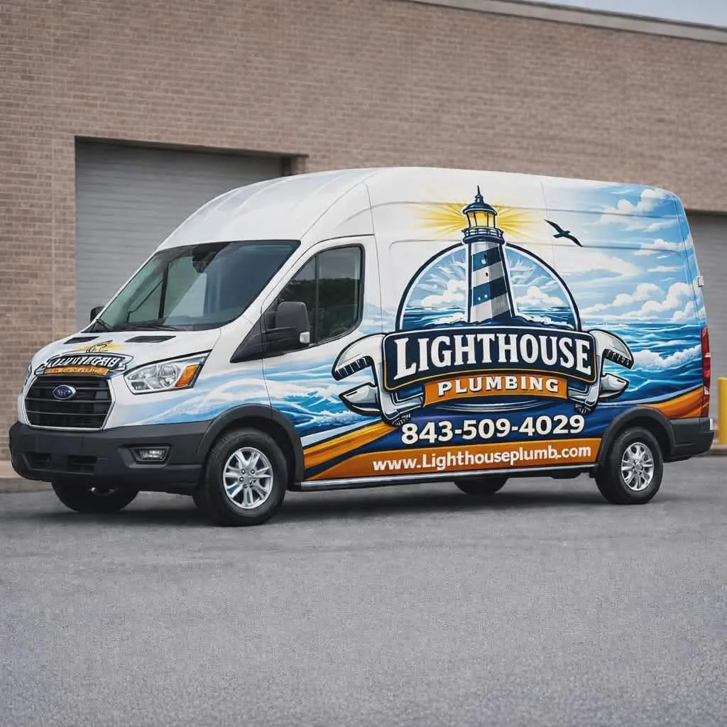 Lighthouse Plumbing & Repairs service van with lighthouse wrap